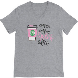 Coffee Coffee Lipstick Coffee V Neck T Shirts